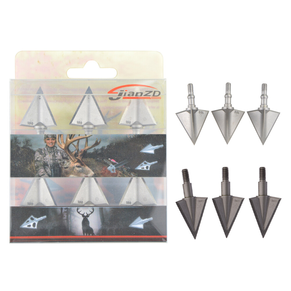 Broadheads 100 Grain 3 Blade Hunting - 6/12 個アーチェリー矢じり 3 ブレードブロードヘッド 100/125 グレインステンレス鋼コンパウンド弓リカーブ弓狩猟射撃アクセサリー