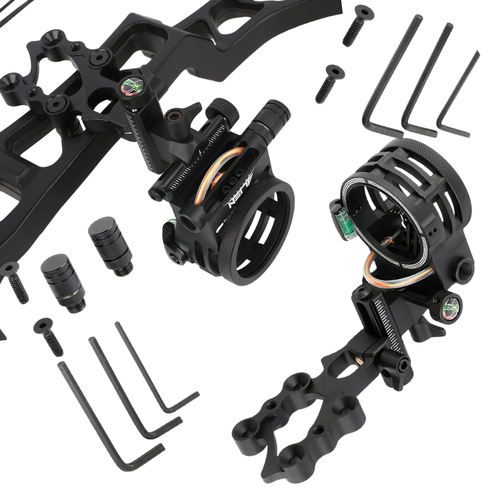 Compound Bow Sight 5 Pin Fiber Optic - 5ピンボウサイト 0.019インチ ブライト光ファイバーサイト マイクロ調整可能 RH/LHユニバーサルマウント 長距離ターゲット射撃およびフィールドハンティング用