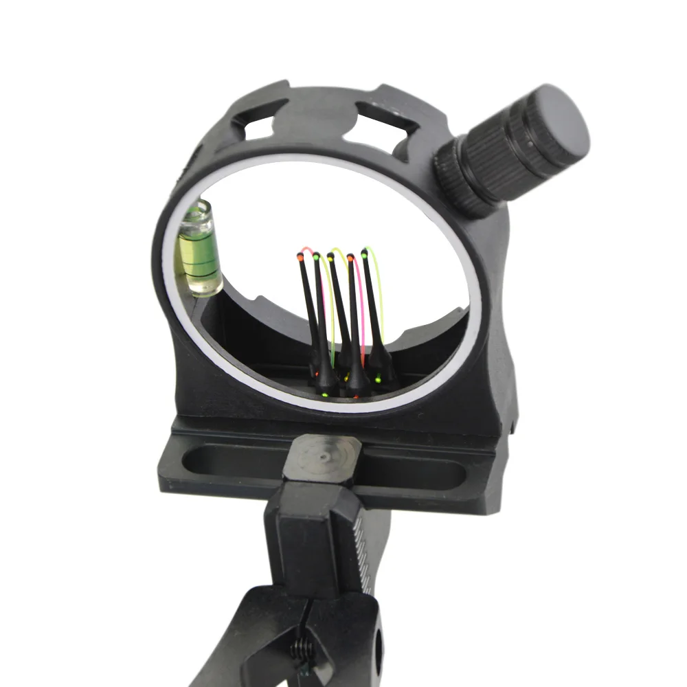 Compound Bow Sight 5 Pin Fiber Optic - 5ピン複合弓照準器 CNCアルミニウム合金 0.019インチ光ファイバー LH/RH照準器 アーチェリー狩猟射撃ターゲット練習用