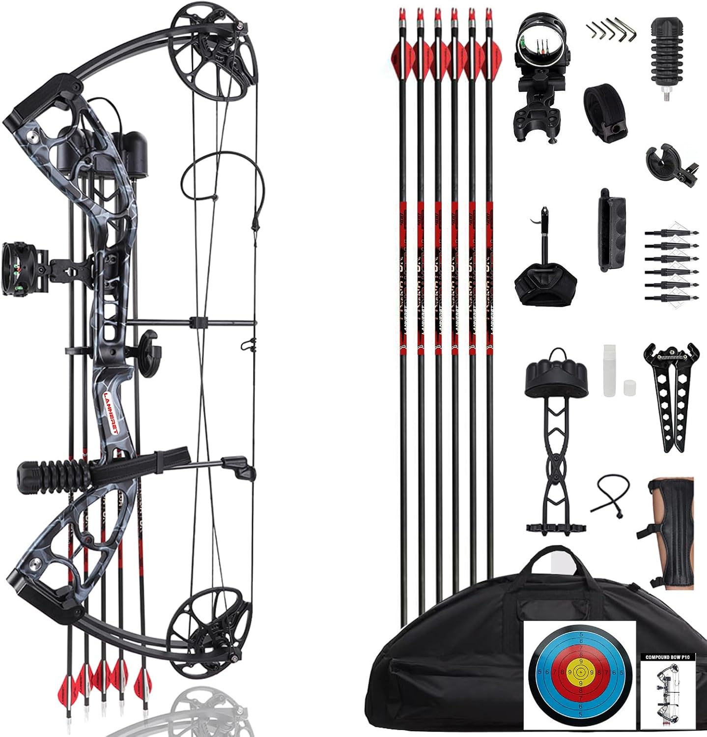 Compound Bow Hunting 30-70 Lbs - コンパウンドボウキット。引張力30～70ポンドで調整可能。若者、大人、初心者向けの狩猟用ボウ。