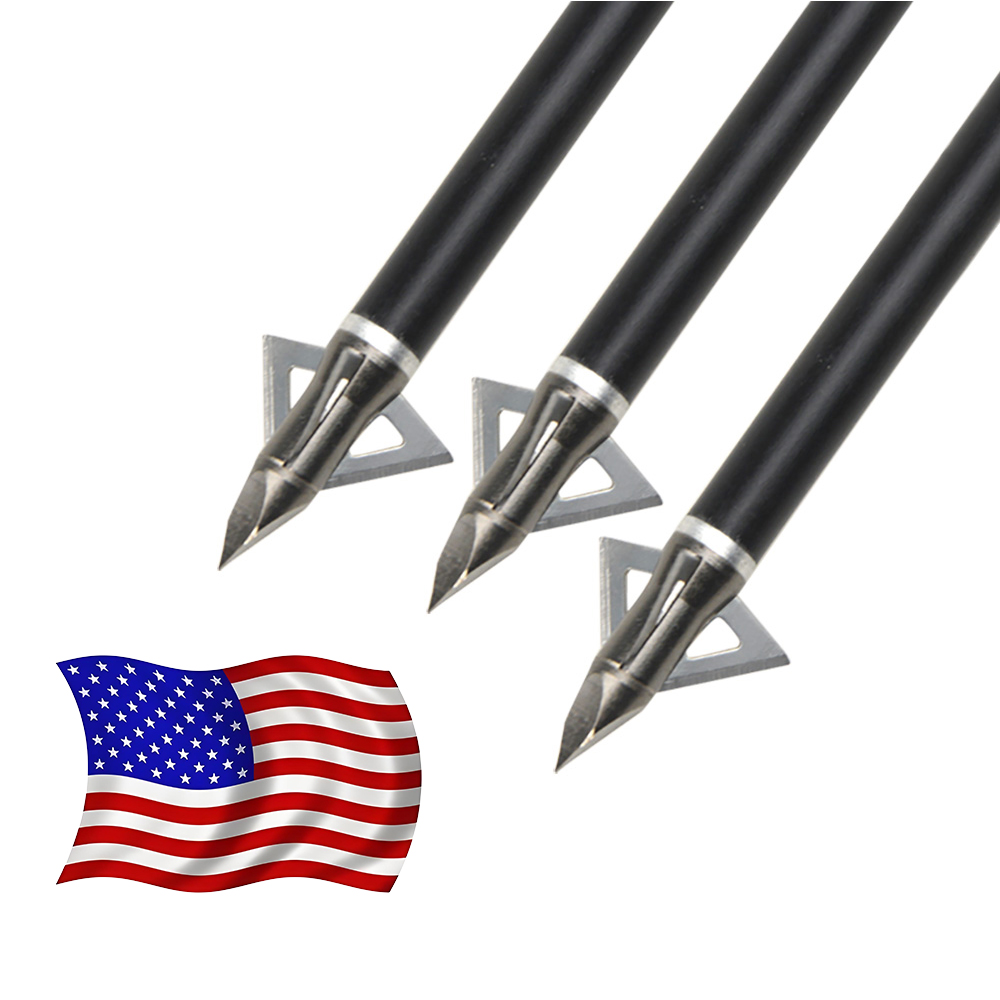 Broadheads 100 Grain 3 Blade Hunting - 12個入り 100グレイン ステンレス鋼製 3枚刃 ブロードヘッド アーチェリー