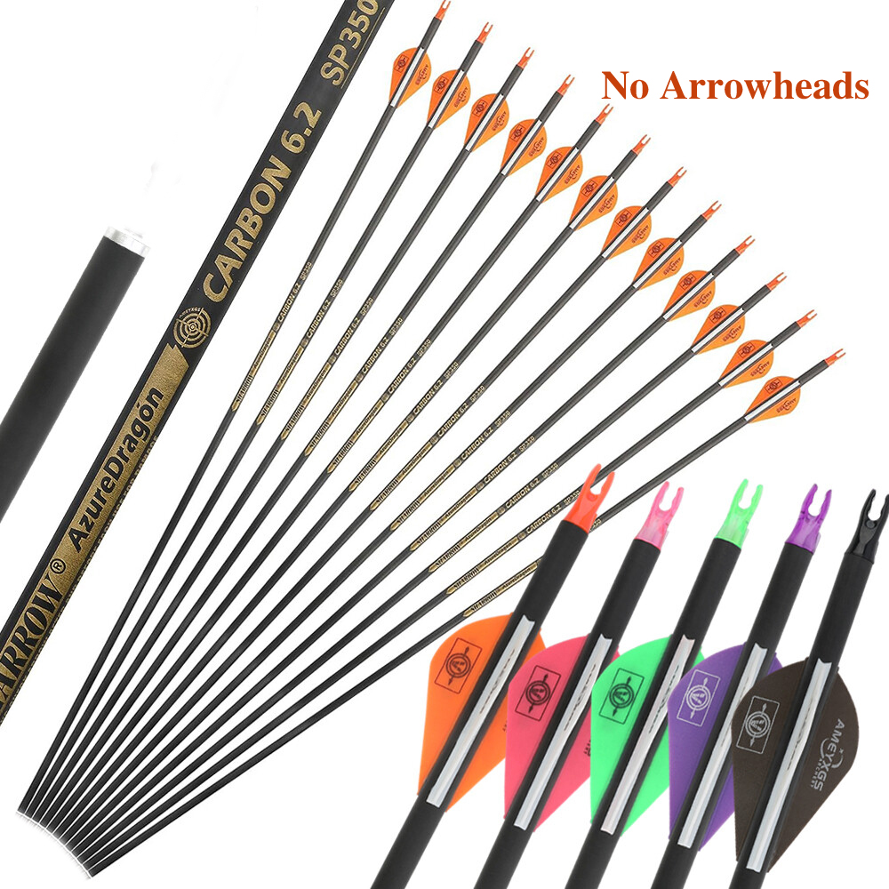 Carbon Arrows 30 Inch Spine 400 500 - アーチェリー純カーボン矢 スパイン400/500/600/ID6.2mm 30インチ 2インチ羽根 矢尻なし リカーブ/コンパウンドボウ
