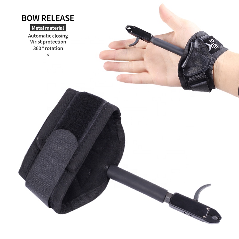 Archery Release Aid Caliper Wrist - 弓リリースリストストラップアーチェリーコンパウンドボウと矢狩猟射撃補助具360度調整可能なキャリパートリガーアクセサリー