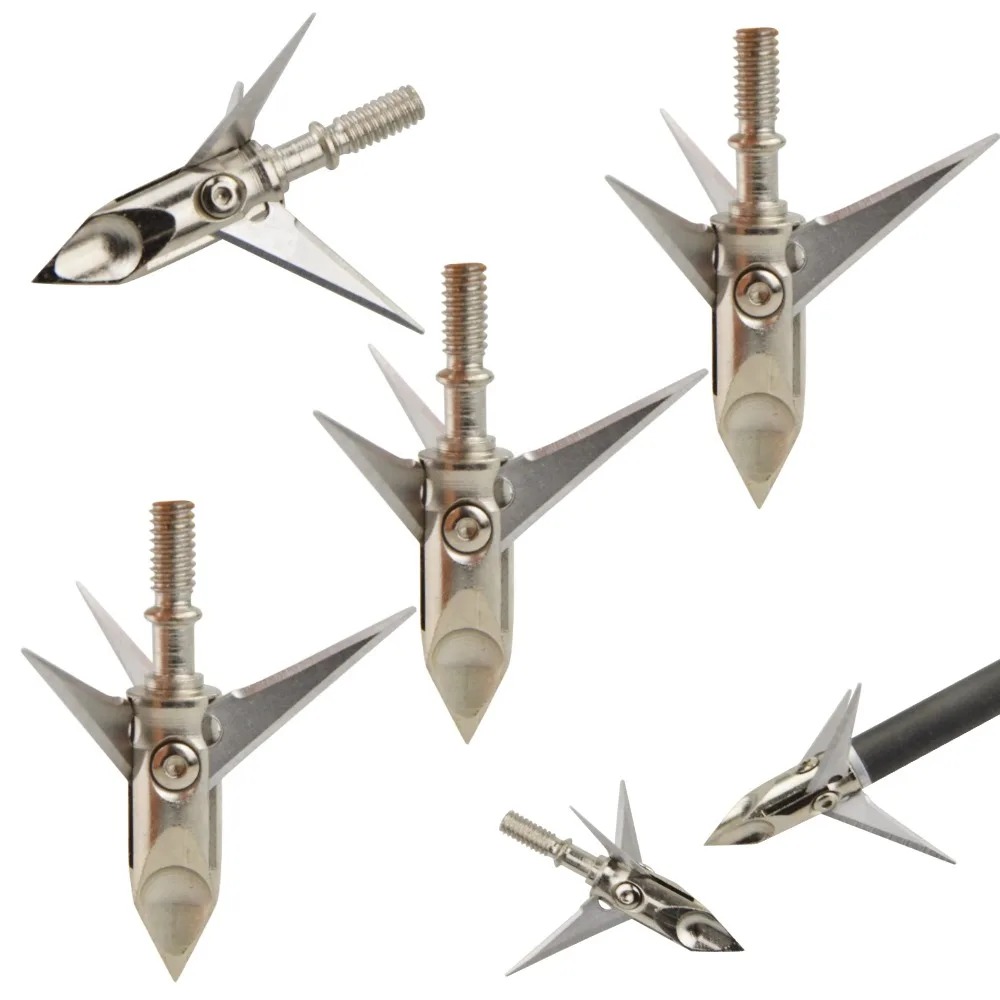 Broadheads 100 Grain 3 Blade Hunting - 狩猟用矢尻 12個入り 100グレイン 3枚刃 ステンレス製 ブロードヘッド