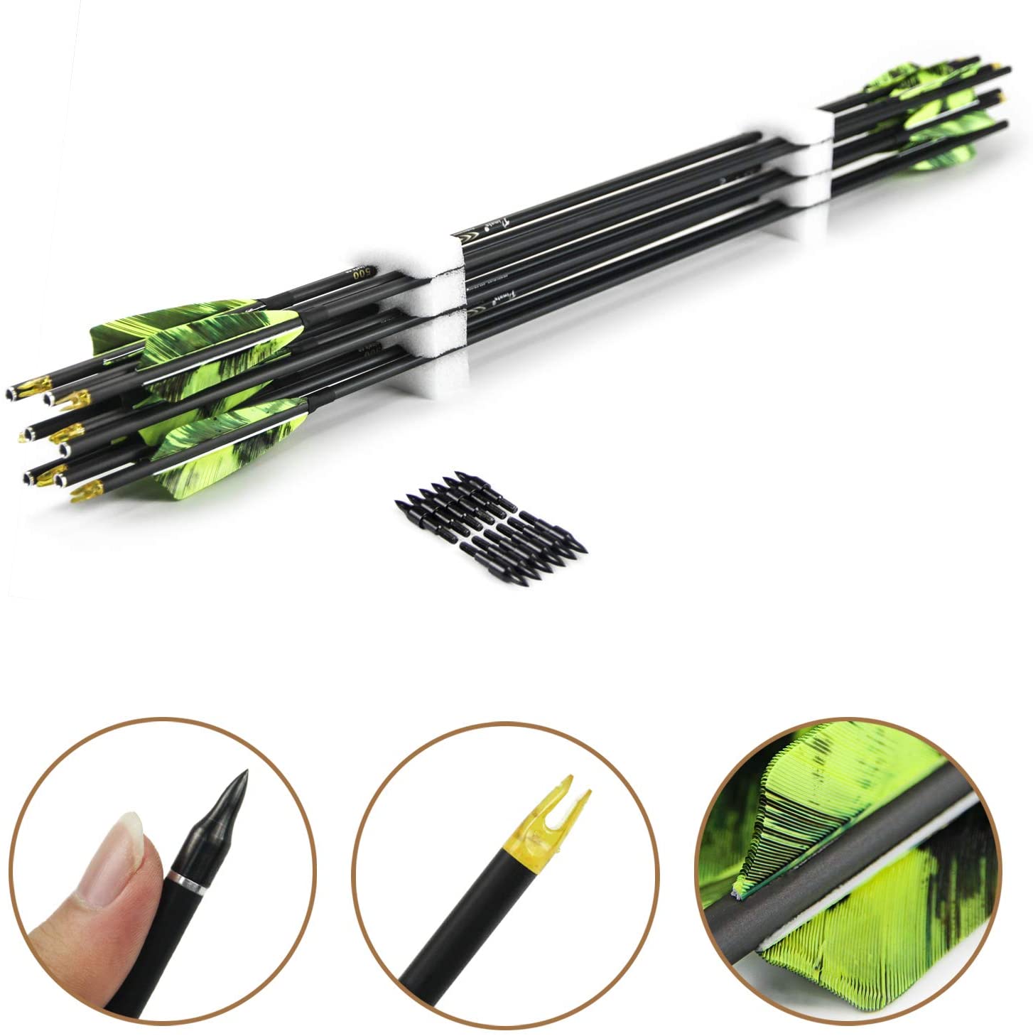 Carbon Arrows 30 Inch Spine 400 500 - Pinalsアーチェリーカーボン矢印背骨300 340 400 500 600 30