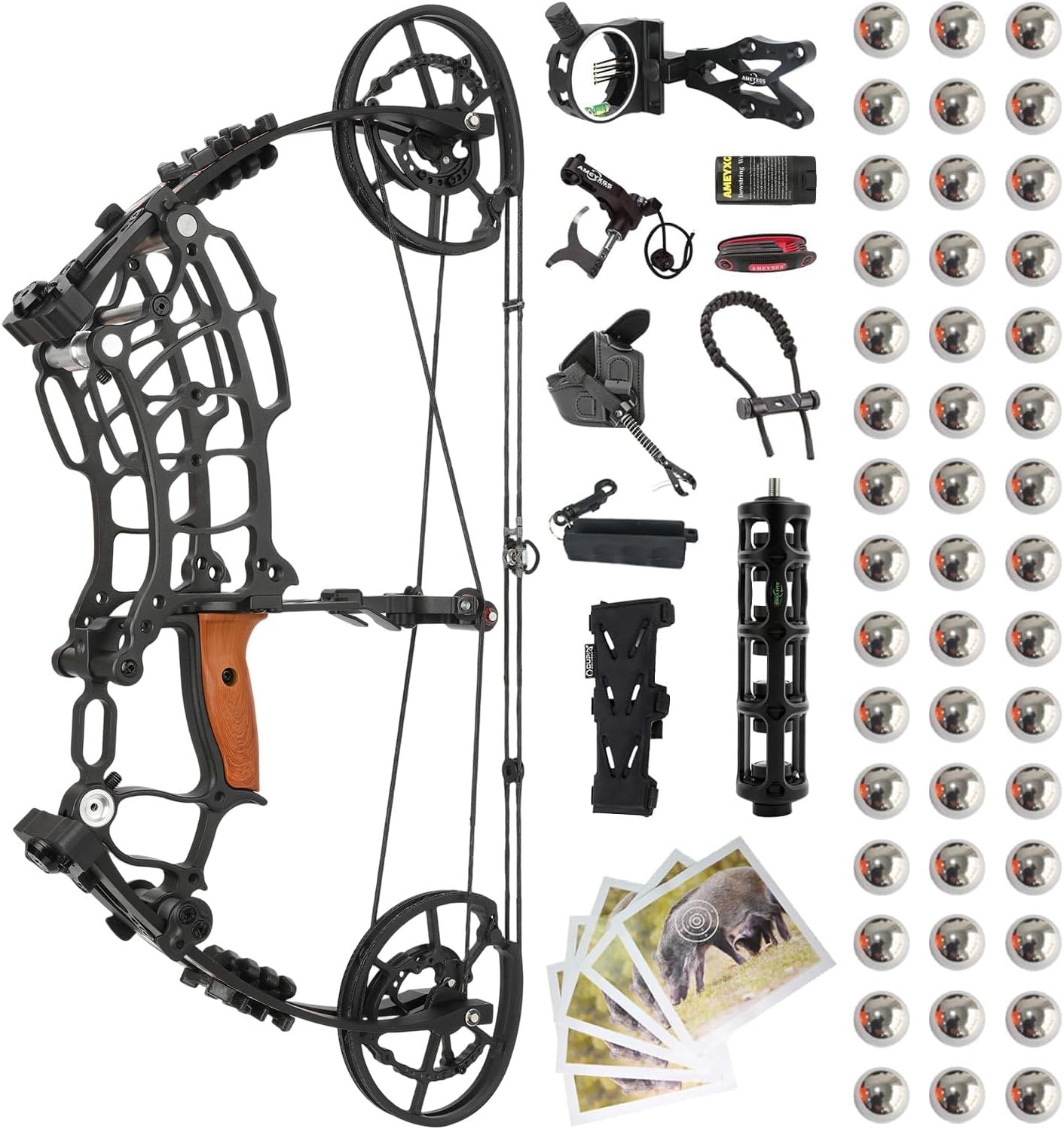 Compound Bow Hunting 30-70 Lbs - 多目的コンパウンドボウセット、引張力30～70ポンド、弦長25～30インチ。 ドローレンジ、完全装備の狩猟キット