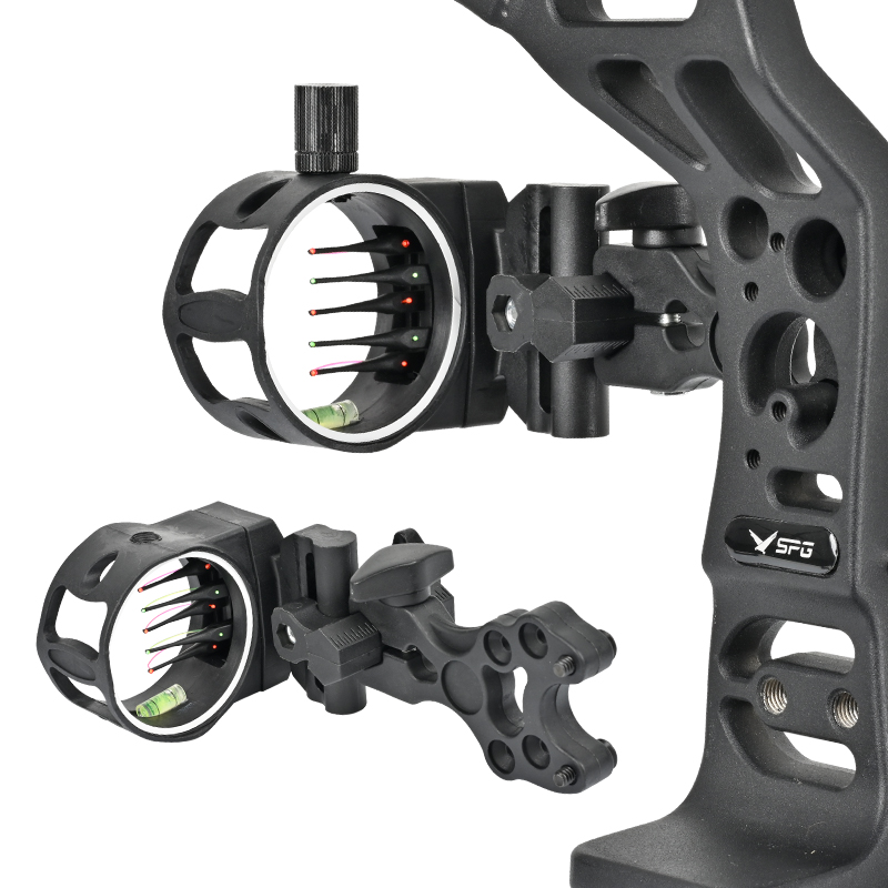 Compound Bow Sight 5 Pin Fiber Optic - アーチェリー複合弓照準器 5 ピン調整可能な複合弓 0.019 