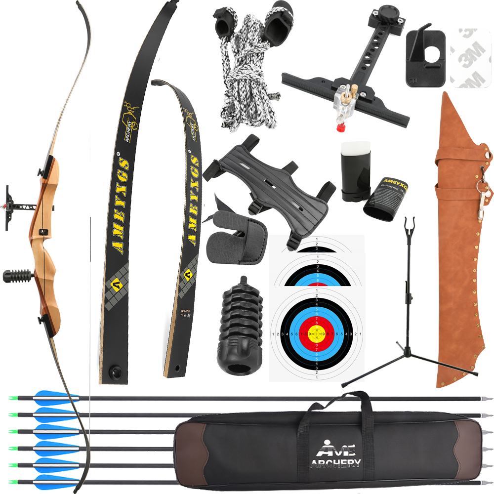 Recurve Bow Takedown 40 Lbs Target - 20-40ポンド リカーブボウ 68インチ ハンティングボウ 木製ハンドル 分解式