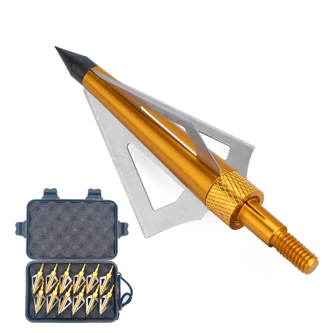 Broadheads 100 Grain 3 Blade Hunting - ブロードヘッド矢じり 100グレイン 125グレイン 3固定刃矢先 チップ 矢