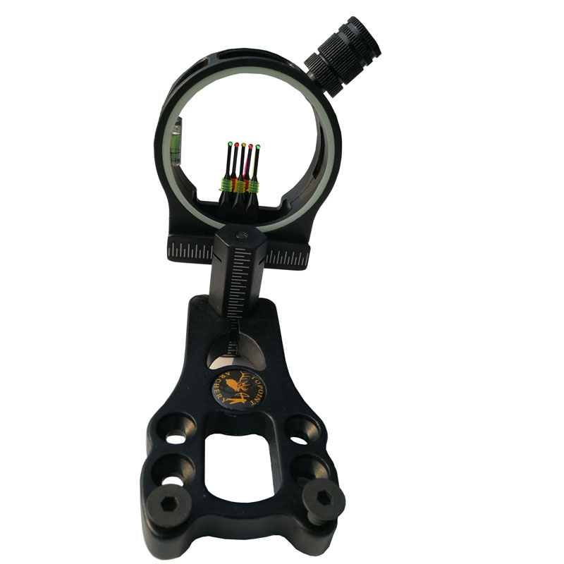 Compound Bow Sight 5 Pin Fiber Optic - 0.029インチ/5ピン、調整可能なコンパウンドボウ用照準器、光ファイバーによる発光、光学照準器、狩猟用。