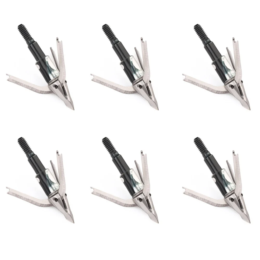 Broadheads 100 Grain 3 Blade Hunting - アーチェリー回転ミートシーカーブロードヘッド、3または2または3、拡張可能なブレード、矢印ヘッドチップ、100グレイン、狩猟、射撃、6個