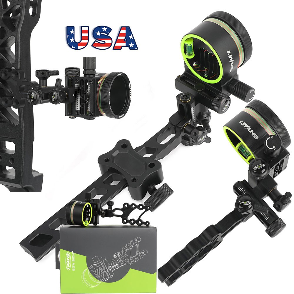 Compound Bow Sight 5 Pin Fiber Optic - アーチェリー調整可能0.019インチ光ファイバー5ピンボウサイト合金右利き用コンパウンドボウ狩猟ターゲット射撃練習屋外アクセサリー