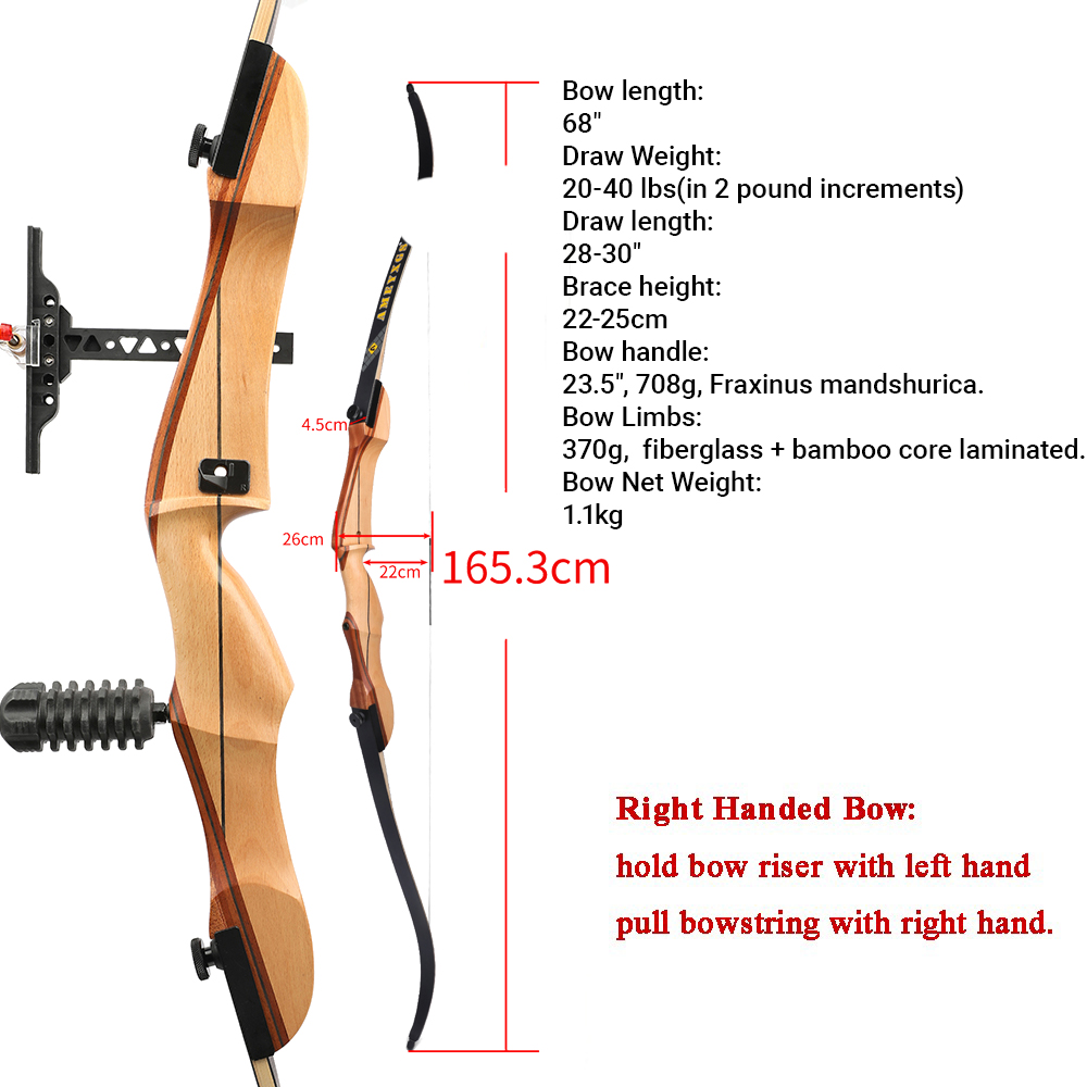 68インチ リカーブボウ 20-40ポンド アーチェリー テ - Recurve Bow Takedown 40 Lbs Target のレビューと価格