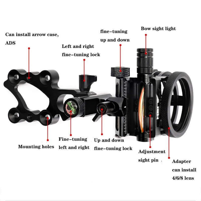 5ピンボウサイト 0.019インチ ブライト光ファイバーサイ - Compound Bow Sight 5 Pin Fiber Optic のレビューと価格