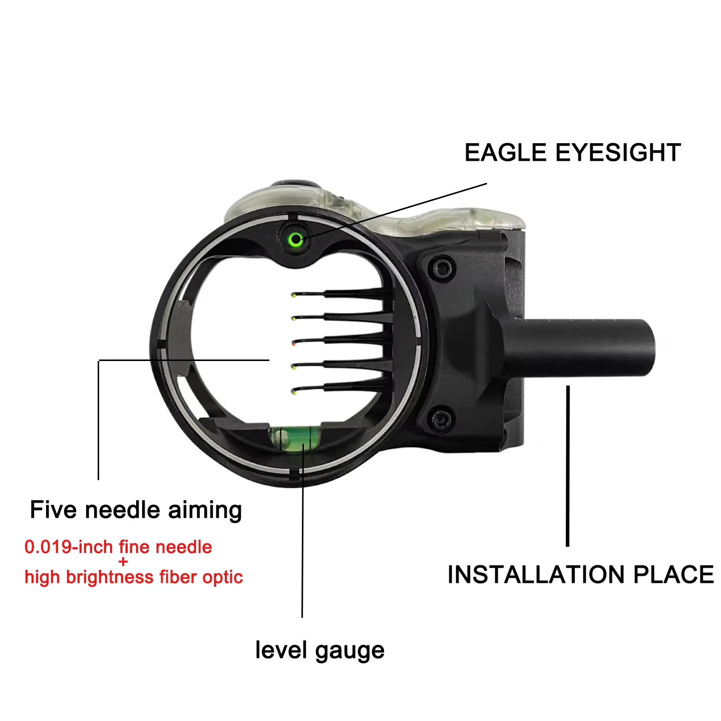 1PC IQ シングルピン 5 ピン光ファイバー複合弓照準器 - Compound Bow Sight 5 Pin Fiber Optic のレビューと価格