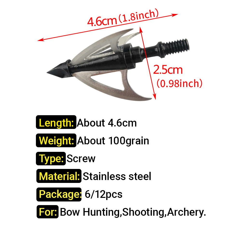 6/12個入り 100グレイン アローヘッド アーチェリー  - Broadheads 100 Grain 3 Blade Hunting のレビューと価格
