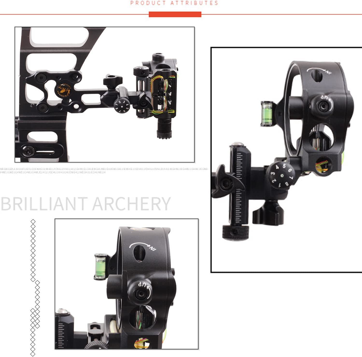 光ファイバーマイクロアジャストボウサイト、アーチェリーサイト - Compound Bow Sight 5 Pin Fiber Optic のレビューと価格