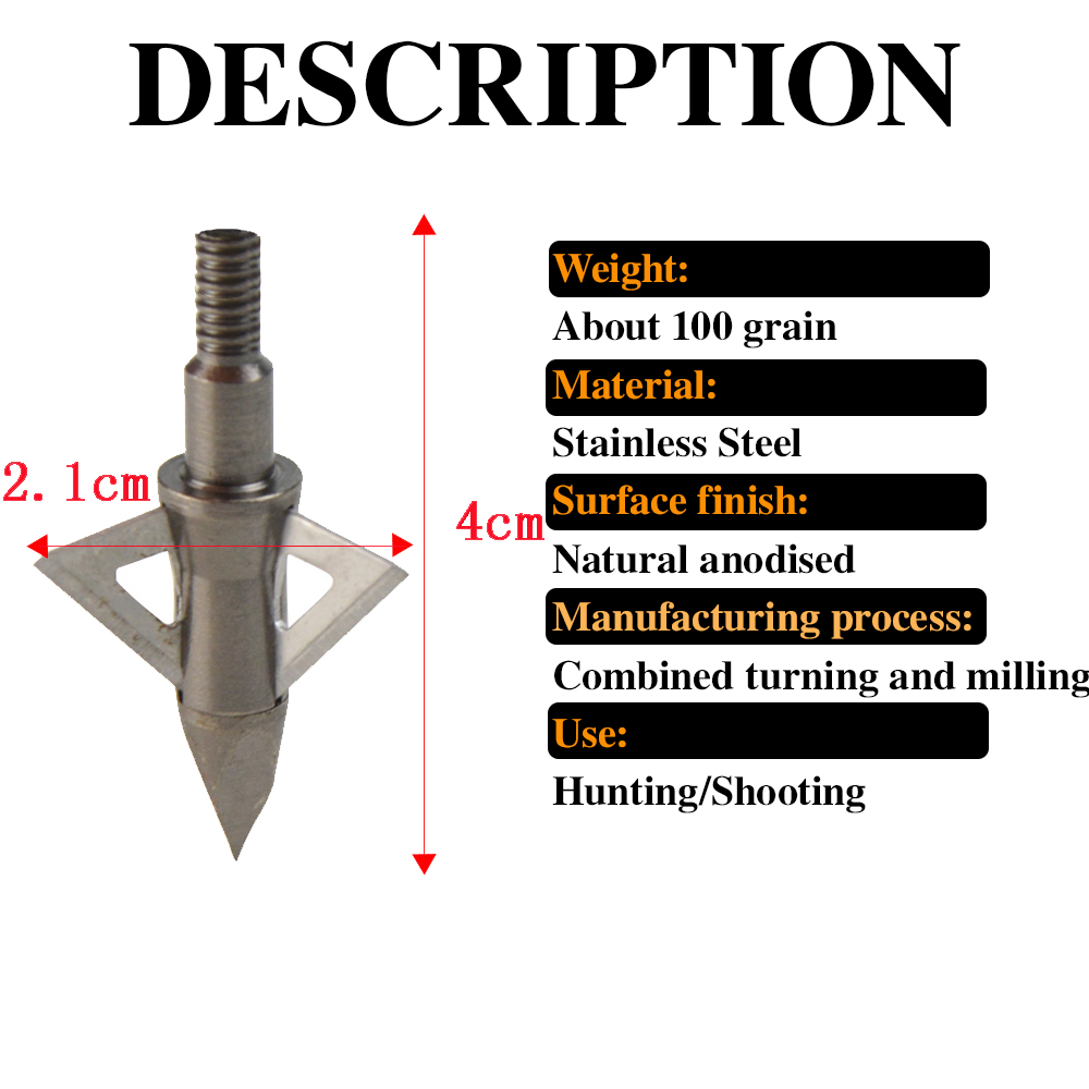12個入り 100グレイン ステンレス鋼製 3枚刃 ブロード - Broadheads 100 Grain 3 Blade Hunting のレビューと価格