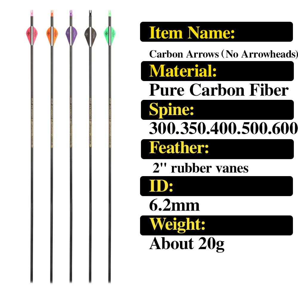 アーチェリー純カーボン矢 スパイン400/500/600/I - Carbon Arrows 30 Inch Spine 400 500 のレビューと価格