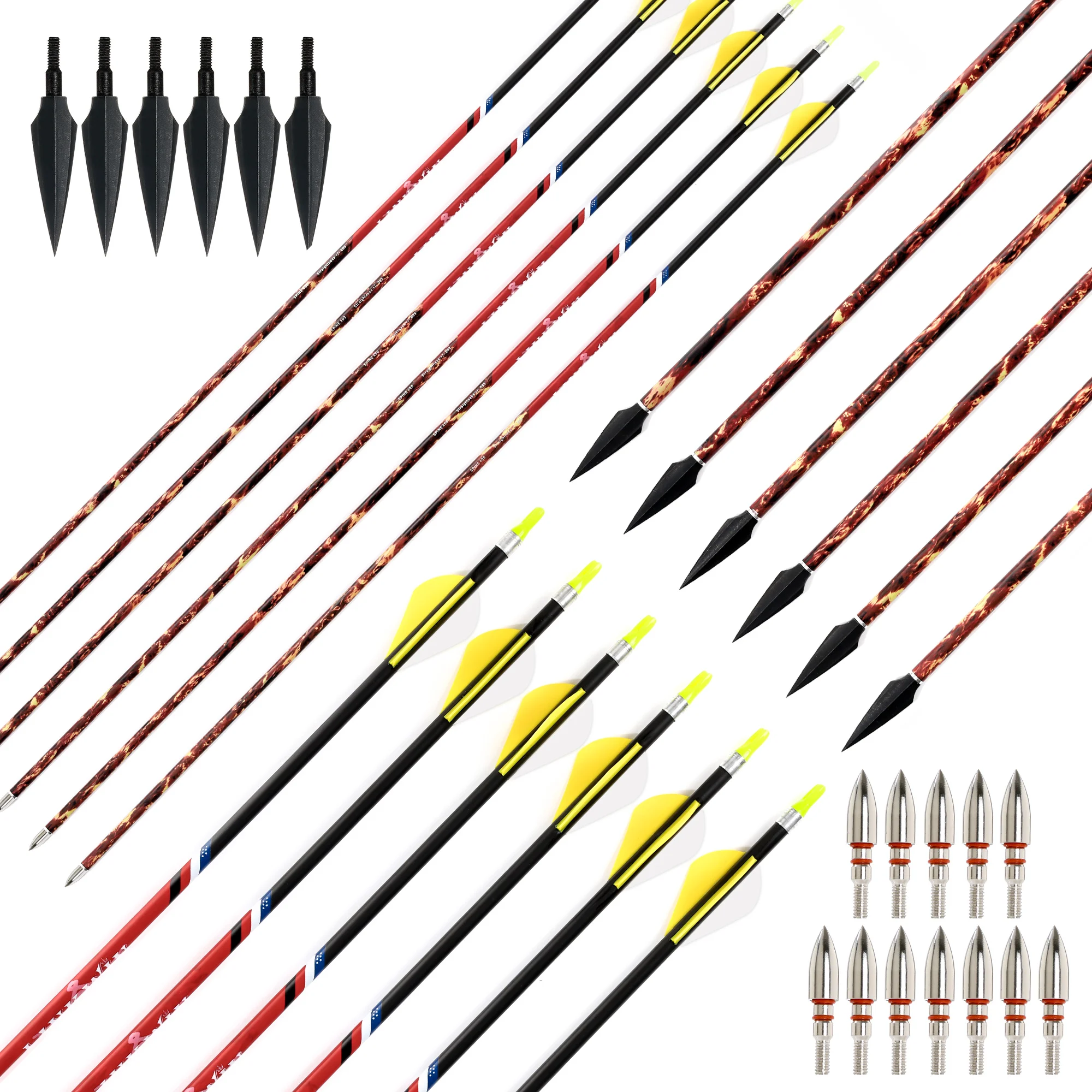 12 個脊椎 340 400 500 ID6.2MM 狩猟カ - Carbon Arrows 30 Inch Spine 400 500 のレビューと価格