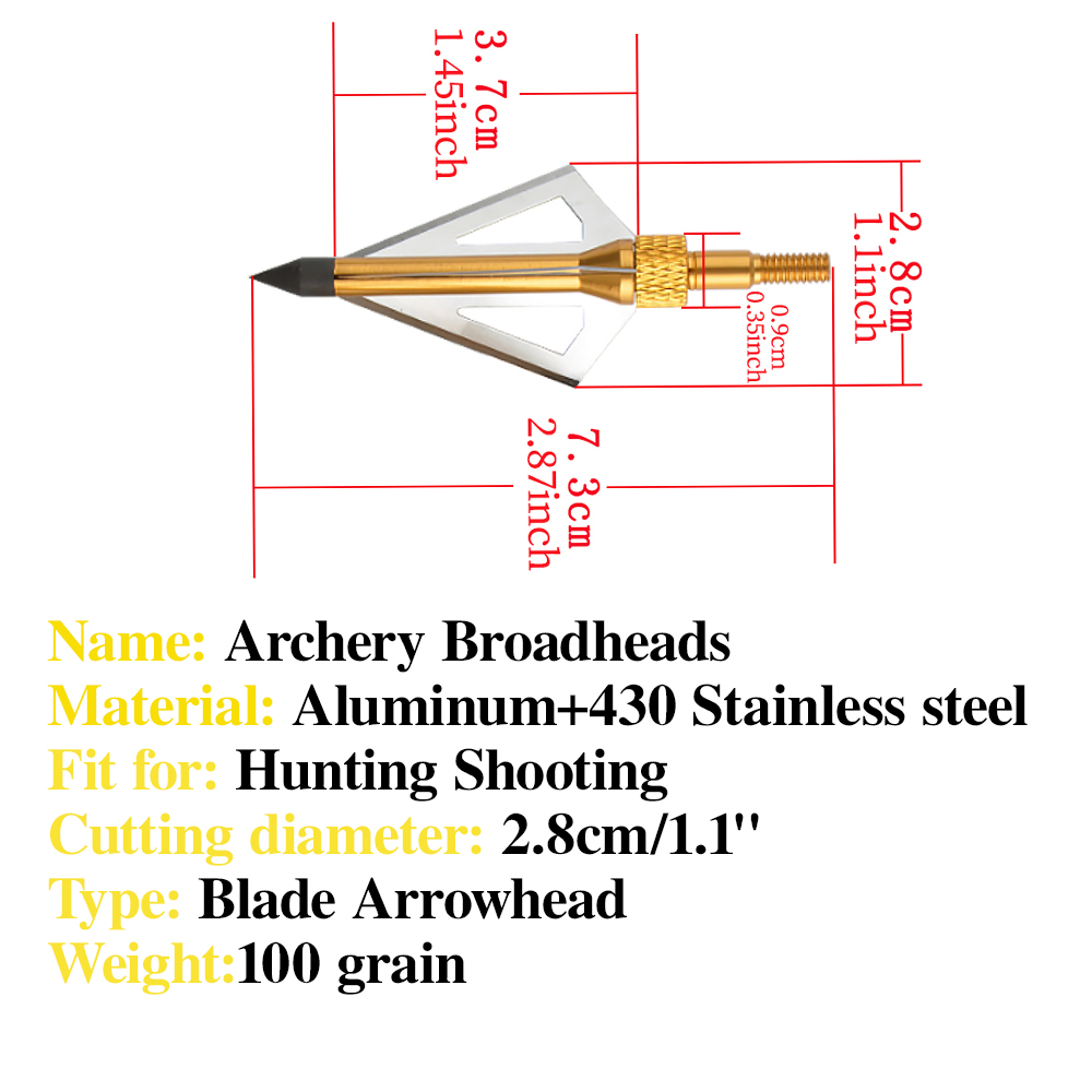 12 個のアーチェリー矢じり 100 グレイン ブロードヘッ - Broadheads 100 Grain 3 Blade Hunting のレビューと価格