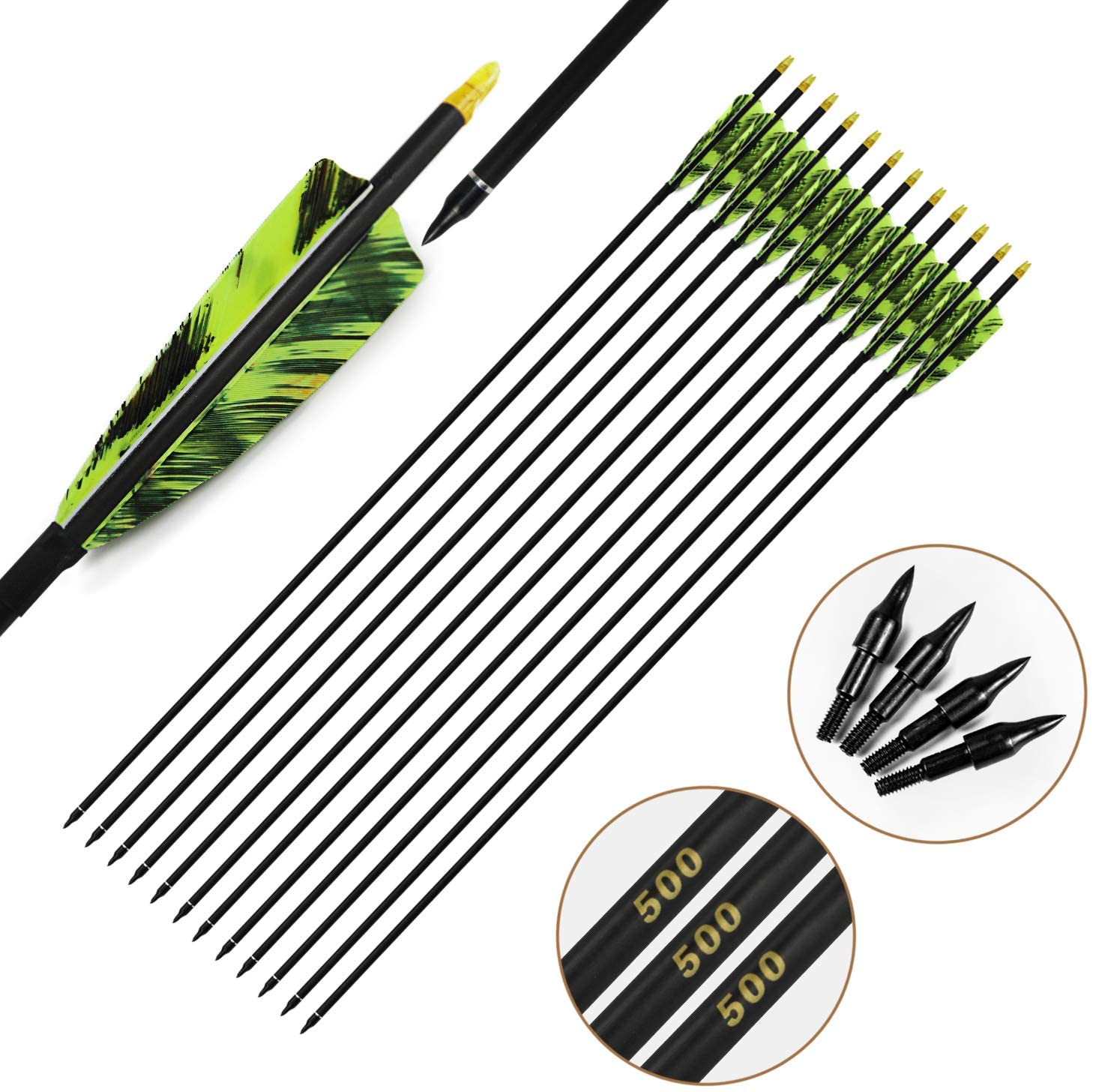 Pinalsアーチェリーカーボン矢印背骨300 340 40 - Carbon Arrows 30 Inch Spine 400 500 のレビューと価格