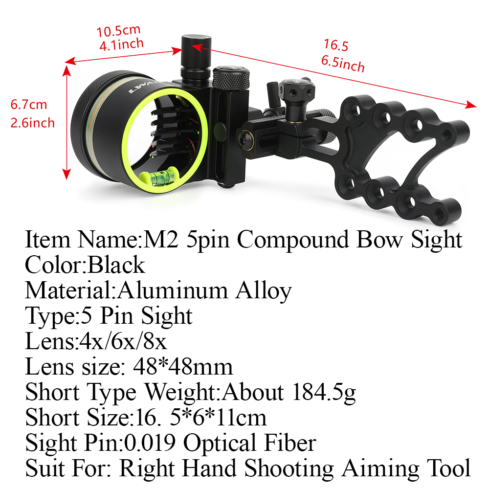 アーチェリー 5 ピン ショート/ロング アーチェリー ボウ - Compound Bow Sight 5 Pin Fiber Optic のレビューと価格