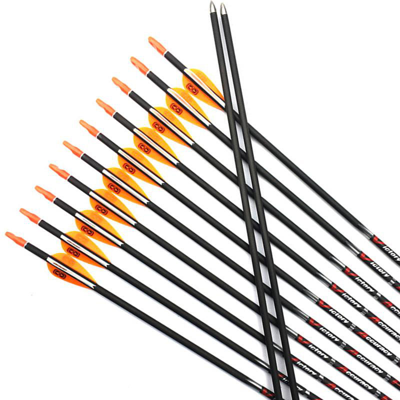 アーキー射撃および狩猟用のピュアカーボンアロー,調整可能なノ - Carbon Arrows 30 Inch Spine 400 500 のレビューと価格