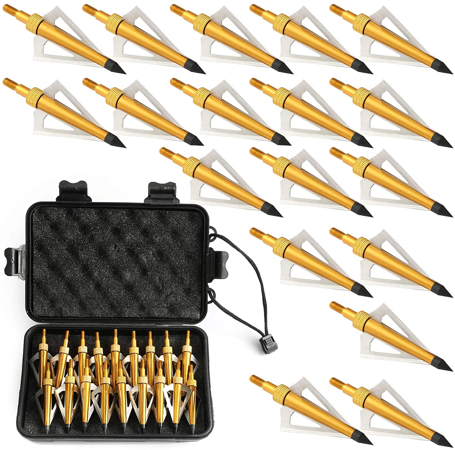 3つの固定ブレード、矢印ポイント、複合再帰弓とクロスボウ用の - Broadheads 100 Grain 3 Blade Hunting のレビューと価格