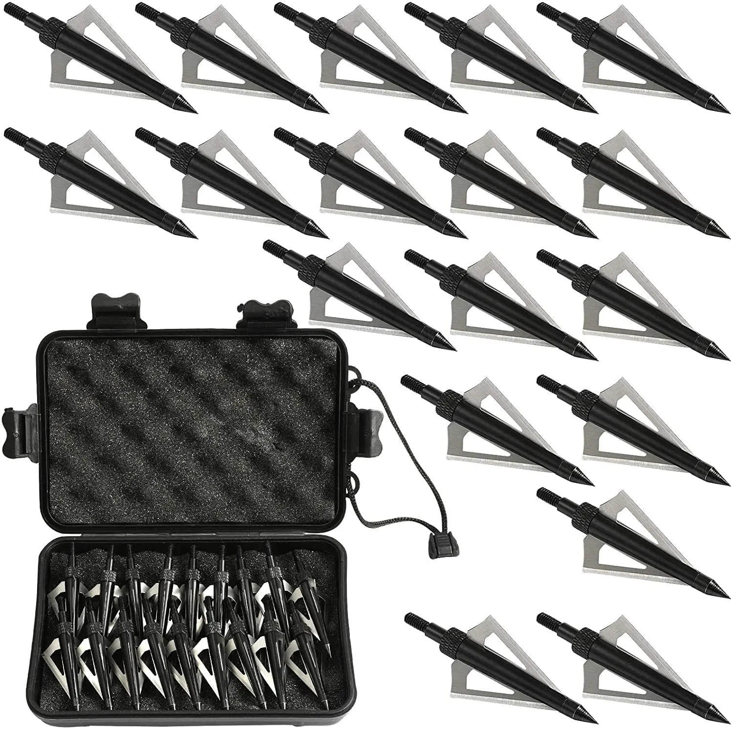 3つの固定ブレード、矢印ポイント、複合再帰弓とクロスボウ用の - Broadheads 100 Grain 3 Blade Hunting のレビューと価格