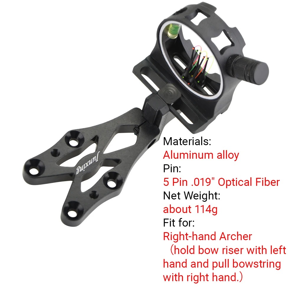 コンパウンドボウ用5ピンサイト CNCアルミ合金製 0.01 - Compound Bow Sight 5 Pin Fiber Optic のレビューと価格