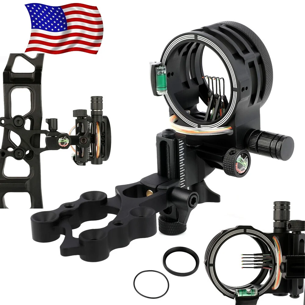 5ピン複合弓照準器 4x/6x/8xレンズ付き 0.019イ - Compound Bow Sight 5 Pin Fiber Optic のレビューと価格