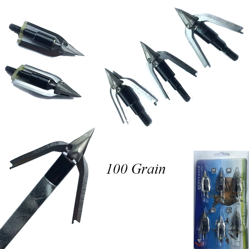 アーチェリー回転ミートシーカーブロードヘッド、3または2また - Broadheads 100 Grain 3 Blade Hunting のレビューと価格