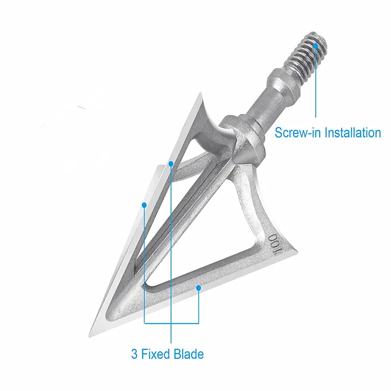 アーチェリーの矢じり 射撃 狩猟 ブロードヘッド ポイント  - Broadheads 100 Grain 3 Blade Hunting のレビューと価格
